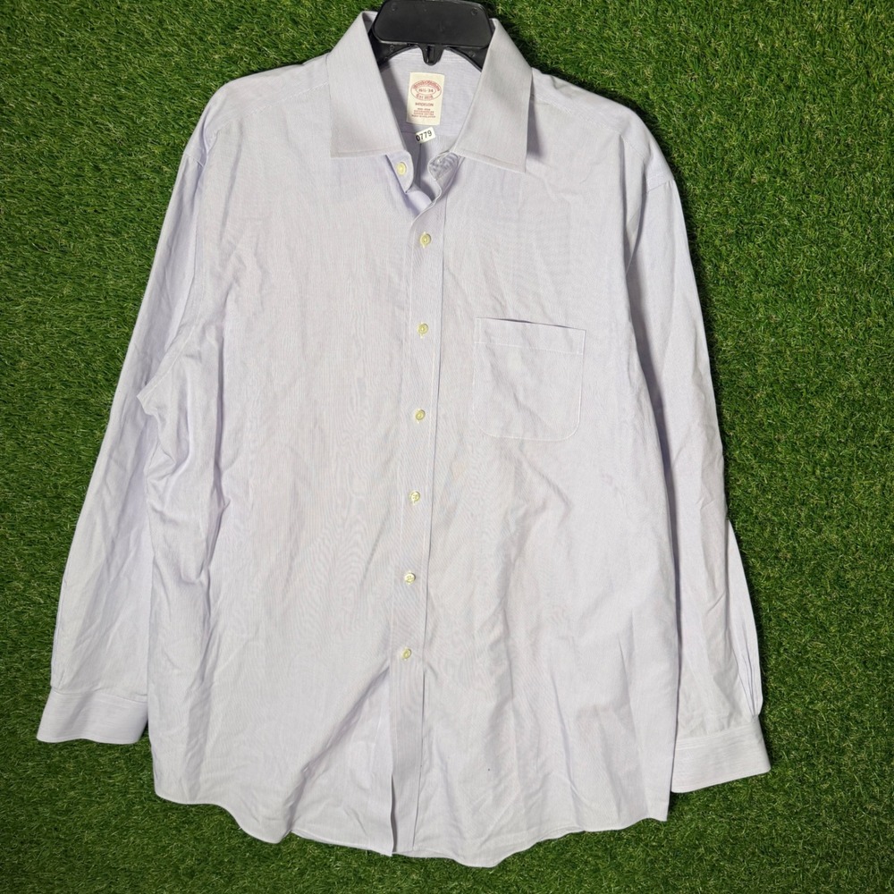 Brooks Brothers Madison Non Iron Men's Dress‎ Shirt 16 1/2 34 Stripe purple